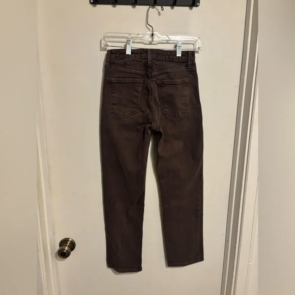 Women’s Mid-Rise Dark Brown Straight Jeans - Picture 2 of 3
